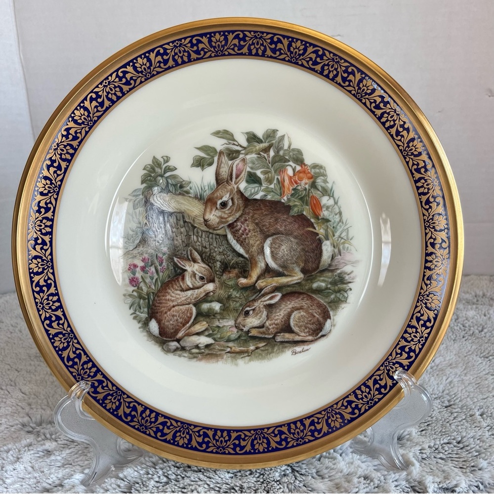 Vintage Lenox Porcelain “Cottontail Rabbits” Woodland Wildlife Series L.E. Plate